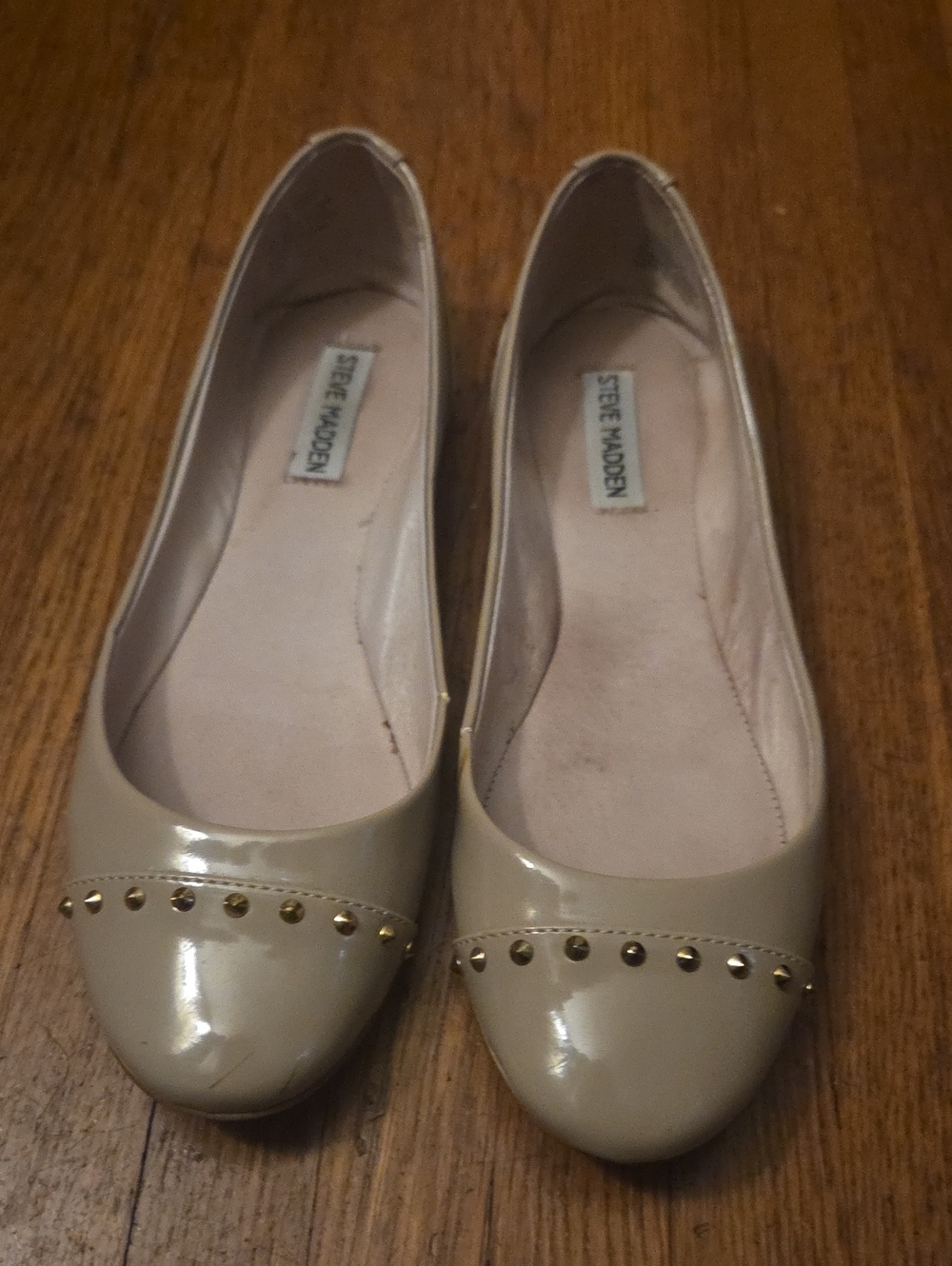 Steve Madden Nude Patent Studded Ballet Flats